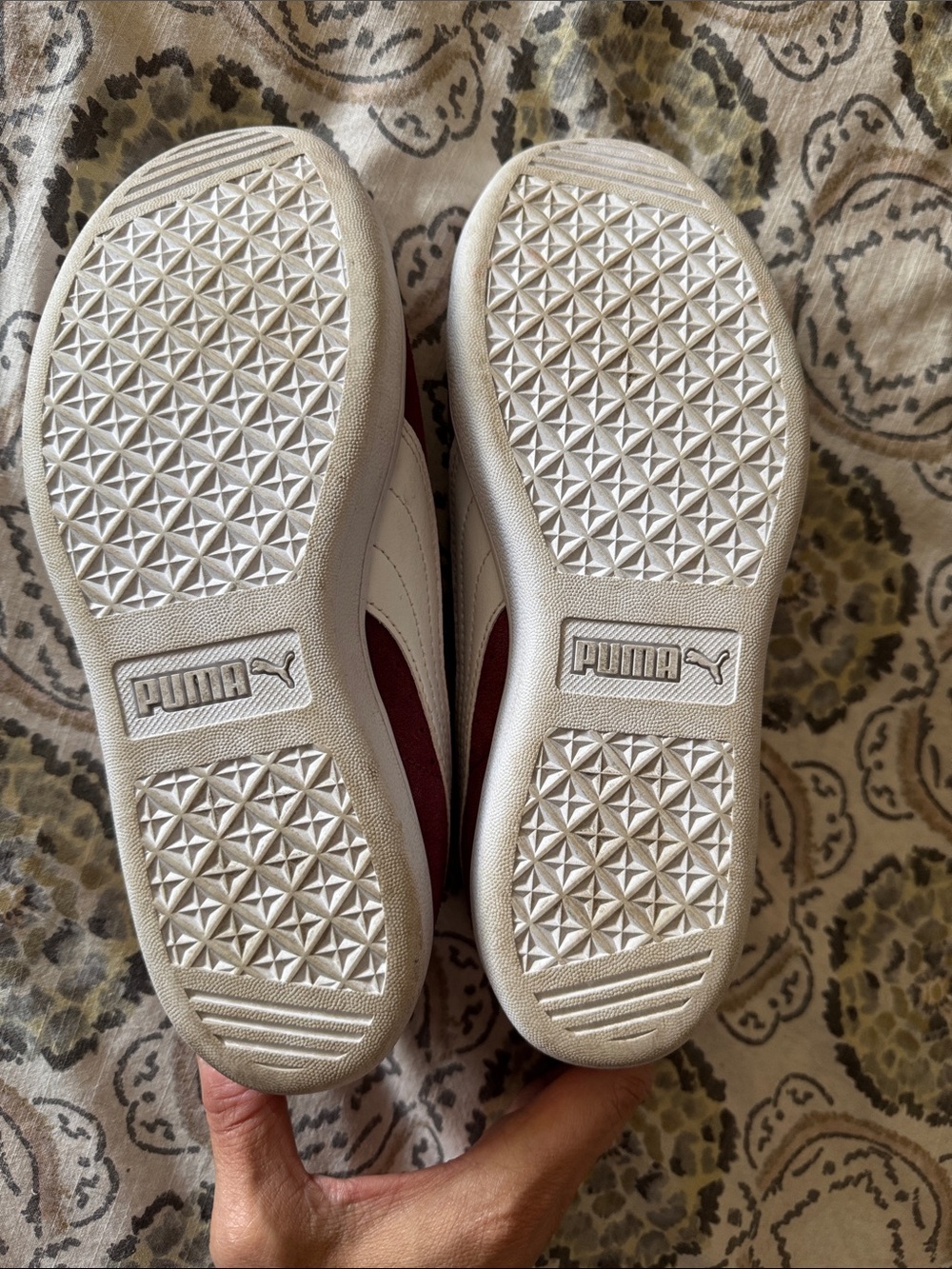 Puma Women's Low-Top Suede Sneakers in Burgundy with White Stripe - Picture 7 of 12